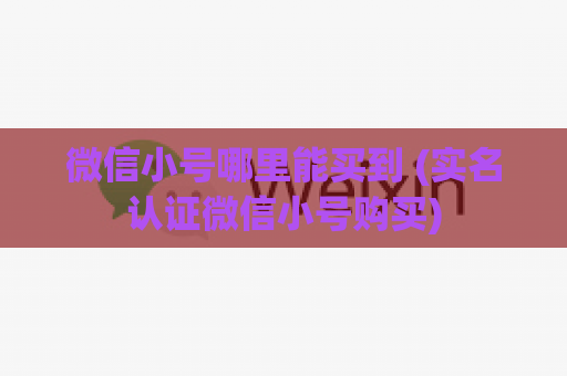 微信小号哪里能买到 (实名认证微信小号购买)
